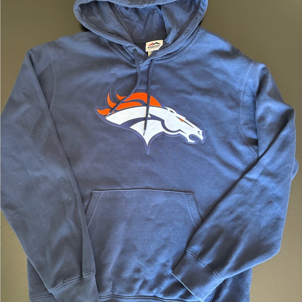 Majestic Blue Broncos Logo Hoodie